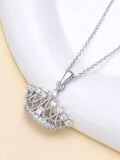 TOUPOP Sterling Silver Cubic Zirconia Crown Necklace Pendant Gift-0-2