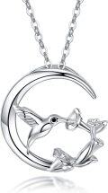 wholesale 925 Sterling Silver Hummingbird Pendant Necklace with Flowers Bird Animal  for Women-0-0