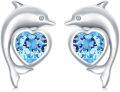 wholesale 925 Sterling Silver Dolphin Heart Stud Earrings for Women Animal s-0-0