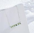 wholesale 925 Sterling Silver Natural Stone Leaf Bar Pendant Necklace - Gifts for Her-0-1
