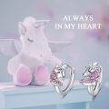 wholesale 925 Sterling Silver Pink Crystal Unicorn Huggie Hoop Earrings for Girls and Women's Gifts-0-5
