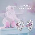 wholesale 925 Sterling Silver Pink Crystal Unicorn Huggie Hoop Earrings for Girls and Women's Gifts-0-5