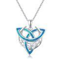 wholesale 925 Sterling Silver Blue Crescent Moon Pendant With Opal Inlay And Star Cutouts-0-0