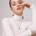 wholesale 925 Sterling Silver Rabbit Pendant Necklace Wholesale With Rainbow Moonstone Eyes-0-3
