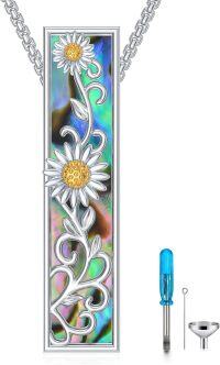 wholesale Sterling Silver Abalone Shell Cremation Jewelry Urn Necklace-Sunflower