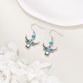 wholesale 925 Sterling Silver Turquoise Cow Head Charm Dangle Earrings-0-1
