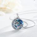 wholesale 925 Sterling Silver Round Abalone Shell Pendant with Mushrooms and Celtic Knots - Hypoallergenic Jewelry for Women-0-2