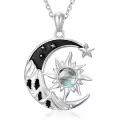 TOUPOP Sterling Silver Moonstone Labradorite Turquoise Black Onyx Necklace-0-0