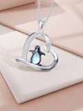 TOUPOP Sterling Silver Moonstone Penguin Pendant Necklace-0-2