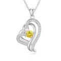 TOUPOP Sterling Silver Topaz Double Heart Pendant Necklace-0-0