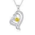 TOUPOP Sterling Silver Topaz Double Heart Pendant Necklace-0-0