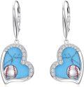wholesale Turquoise Heart Earrings 925 Sterling Silver Sports Drop Dangle Earring Leverback Jewelry Christmas Gifts For Women Her -0-0