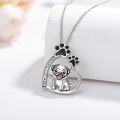 wholesale 925 Sterling Silver I Love You Forever Dog & Paw Print Heart Pendant Necklace-0-2
