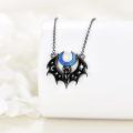 wholesale 925 Sterling Silver Blue Stone Bat & Crescent Moon Necklace with Stars and Phases Pendant-0-3