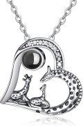 wholesale 925 Sterling Silver Mother and Baby Giraffes in Heart Shape with Black Onyx Stone Pendant Necklaces for Women/Mom/Grandma s-0-0