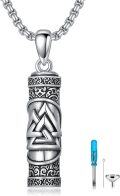 wholesale 925 Sterling Silver Viking Valknut Cylinder Pendant with Funnel and Cleaning Brush Set - Memorial Keepsake Jewelry -0-0
