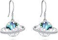 wholesale 925 Sterling Silver Abalone Shell Planet Dangle Hook Earrings-0-0