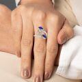 wholesale Sterling Silver Leaf Ring with Birthstone Adjustable Wrap Promise Engagement Wedding Rings for Women-0-39