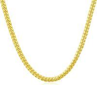 wholesale Gold 925 Sterling Silver Cuban Link Chain Necklace for Men & Women - Gift Boxed-Length:22 inches Width:3MM