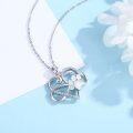 wholesale 925 Sterling Silver Opal Heart and Paw Print Pendant Necklace for Women Girls -0-2