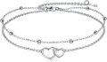 wholesale 925 Sterling Silver Infinity Heart Ankle Bracelet with Adjustable Length and Beads for Women Girls Gifts-0-0