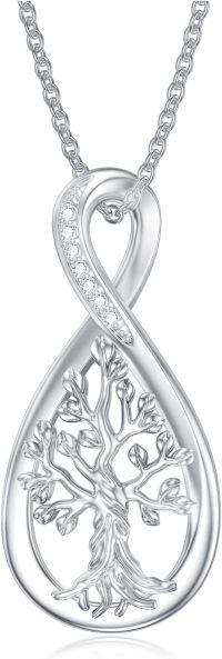 wholesale 925 Sterling Silver Infinity Tree of Life Pendant Necklace with Cubic Zirconia for Women's Fashion s-tree of life-style 3