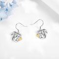 wholesale 925 Sterling Silver Squirrel Dangle Earrings with Gold Accents for Women Girls  4cm Long-0-4