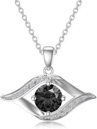 wholesale 14K White Gold Sterling Silver D Color VVS Clarity Evil Eye Diamond Greek Protection Pendant Necklace-Sterling Silver-B04:Black onyx Sterling Silver-B04:Black onyx