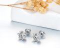 wholesale 18K White Gold Plated 925 Sterling Silver Moissanite 2ct D VVS1 Round Stud Earrings-0-3