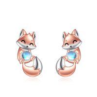 wholesale 925 Sterling Silver Moonstone Fox Stud Earrings-Fox stud earrings