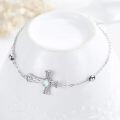 wholesale 925 Sterling Silver Opal Celtic Cross Charm Adjustable Chain Link Bracelet for Women's Religious s-0-1