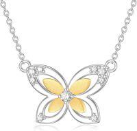 wholesale 925 Sterling Silver Gold Plated Cubic Zirconia Butterfly Pendant Necklace for Women Gifts for Mom Wife Girlfriend Daughter Sister Friends-Type 4
