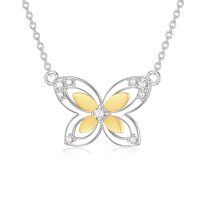 wholesale 925 Sterling Silver Gold Plated Cubic Zirconia Butterfly Pendant Necklace for Women Gifts for Mom Wife Girlfriend Daughter Sister Friends-Type 4