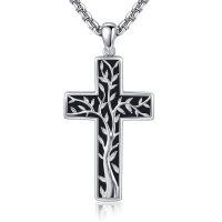 wholesale 925 Sterling Silver Tree of Life Cross Pendant Necklace for Women Men Christian-Tree of life cross