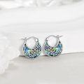 wholesale 925 Sterling Silver Abalone Shell Inlay Floral Hoop Earrings for Women - Trendy Birthday Gift-0-2