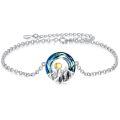wholesale 925 Sterling Silver Mountain Sunrise Pendant Bracelet With Blue Swarovski Crystal-0-0