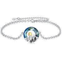 wholesale 925 Sterling Silver Mountain Sunrise Pendant Bracelet With Blue Swarovski Crystal-Mountain crystal bracelet