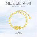 wholesale 925 Sterling Silver Plated Gold  Sunflower Link Chain Anklet with Heart Charm for Women-0-4