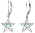 wholesale 925 Sterling Silver Star Drop Earrings with Moonstone and Leverback Hooks for Women -0-0