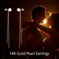 wholesale 14K Gold Pearl Chain Threader Earrings for Women-0-2