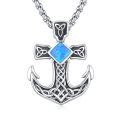 wholesale 925 Sterling Silver Cross Pendant with Opal and Turquoise Stone Necklace -0-18