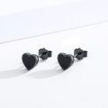 wholesale 925 Sterling Silver Black Heart Stud Earrings with Onyx and CZ s for Women Men-0-5