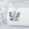 wholesale 925 Sterling Silver Abalone Shell Butterfly Pendant Necklace with Celtic Knot Design for Women Girls Gifts Jewelry 45cm Chain Length-0-2