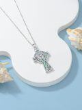 wholesale 925 Sterling Silver Celtic Knot Cross Pendant with Abalone Shell Inlay s for Women and Men-0-2