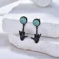 wholesale 925 Sterling Silver Hand-Shaped Dangle Drop Earrings with Turquoise and Abalone Shell Inlay-0-2