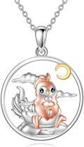 wholesale 925 Sterling Silver Cartoon Bird Moon Pendant Necklace Animal s for Women Girls-0-0