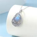 TOUPOP Sterling Silver & Gemstone Filigree Teardrop Pendant Necklace-0-1