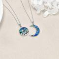 wholesale 925 Sterling Silver Abalone Shell Mountain Ocean Wave Couples Pendant Necklaces for Women Men Lover Gift Set-0-4