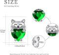 wholesale 925 Sterling Silver Green Heart Cat Stud Earrings - Adorable Kitty  for Her-0-3