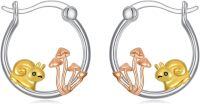 wholesale 925 Sterling Silver Snail Mushroom Hoop Earrings Gold Plated Rosegold Tone Minimalist Jewelry for Women Girls Gift 3cm Diameter-mushroom snail